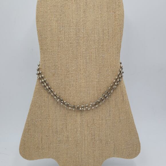 Vtg Napier Three Layered Beaded Necklace Women 18" Silver Tone Metal Ball Signed - Picture 1 of 12